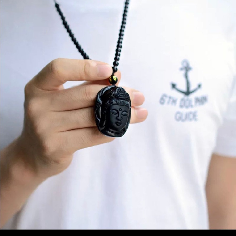 Necklace the black obsidian new